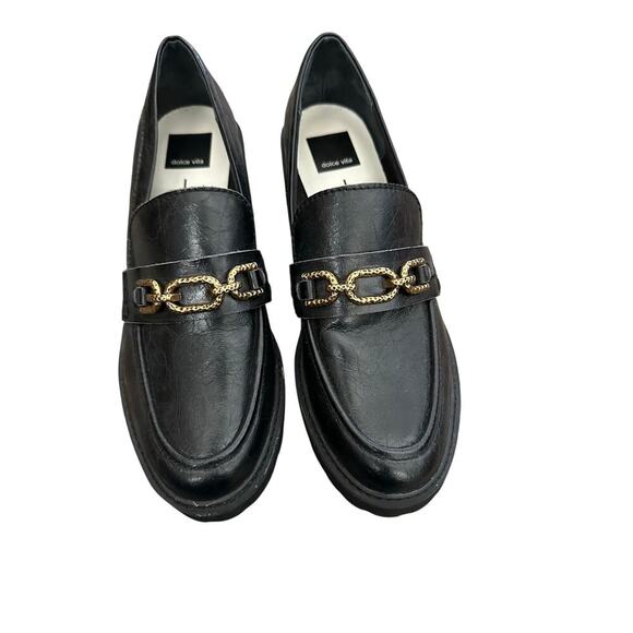 NEW Dolce Vita Harlen Black Platform Leather Loafers Size - Picture 4 of 8